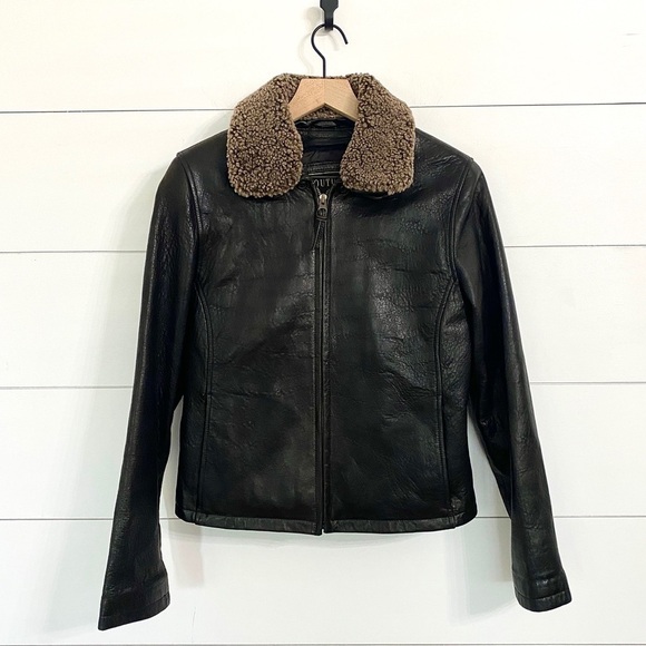 Vintage Couture by J. Park Black Lamb Leather Aviator Bomber Jacket, Size Medium - Picture 1 of 15
